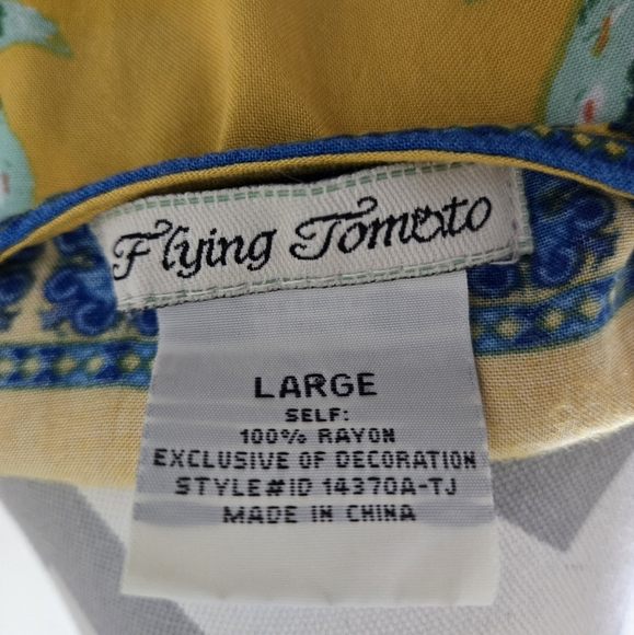 Flying Tomato Yellow Maxi Dress with Blue Peach Floral Print Size Large - Picture 7 of 11